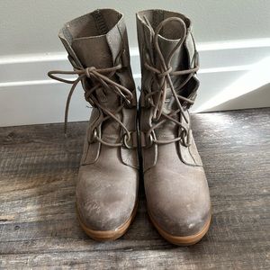 Worn sorel lace up wedges.